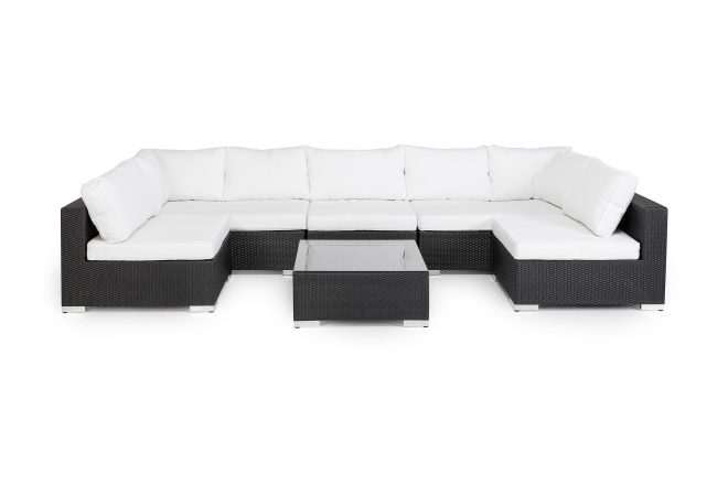 Loungegrupp utomhus bahamas 8-sits divan/bord - svart