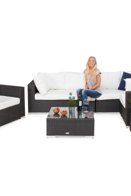 Loungegrupp utomhus bahamas 6-sits divan/bord - fåtölj svart
