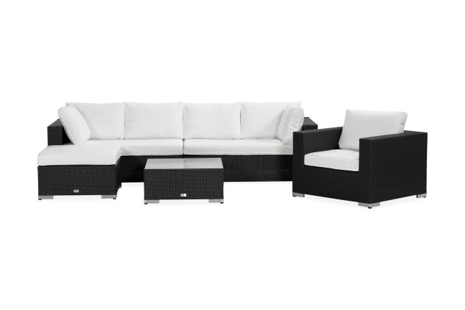 Loungegrupp utomhus bahamas 7-sits 2 divan/bord - 1 fåtölj svart