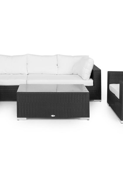 Loungegrupp utomhus bahamas 6-sits bord - divan fåtölj svart