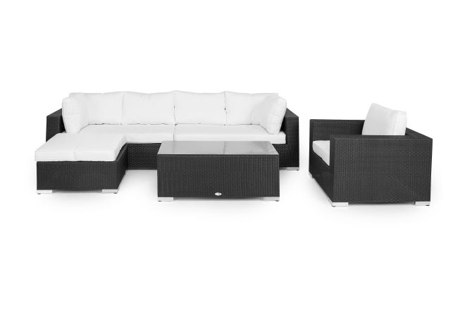 Loungegrupp utomhus bahamas 6-sits bord - divan fåtölj svart