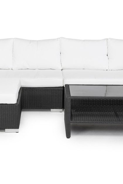 Loungegrupp utomhus bahamas 5-sits bord m hylla - divan/bord svart