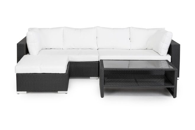 Loungegrupp utomhus bahamas 5-sits bord m hylla - divan/bord svart
