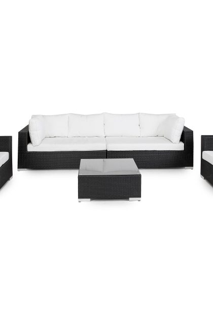 Loungegrupp utomhus bahamas 7-sits 1 divan/bord - 2 fåtöljer svart