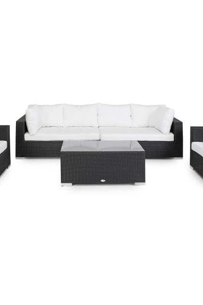 Loungegrupp utomhus bahamas 6-sits bord - 2 fåtöljer svart