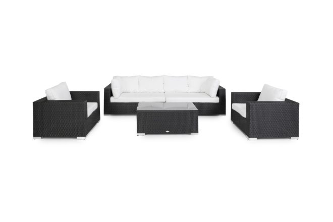 Loungegrupp utomhus bahamas 6-sits bord - 2 fåtöljer svart
