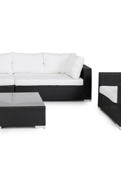 Loungegrupp utomhus bahamas 6-sits divan/bord - fåtölj svart