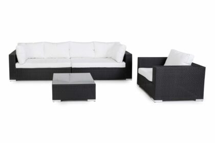 Loungegrupp utomhus bahamas 6-sits divan/bord - fåtölj svart