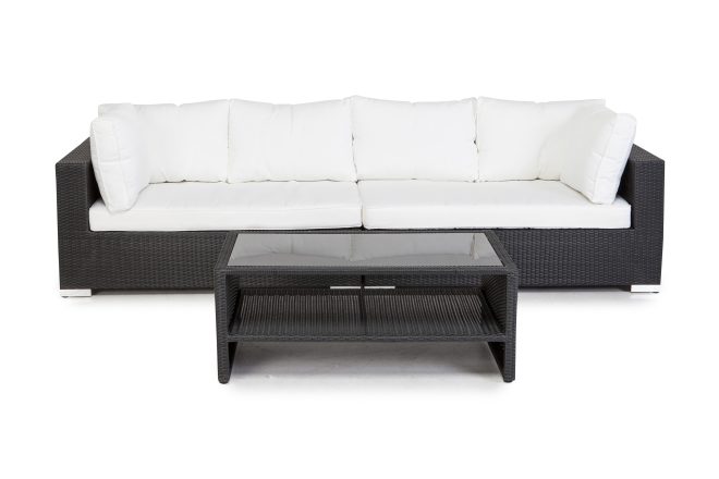 Loungegrupp utomhus bahamas 4-sits bord m hylla - svart