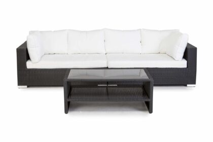 Loungegrupp utomhus bahamas 4-sits bord m hylla - svart