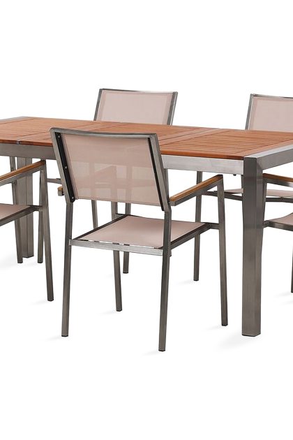 Matgrupp utomhus vickelsbo + 6 rottingstolar - beige