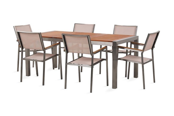 Matgrupp utomhus vickelsbo + 6 rottingstolar - beige