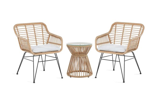 Caféset tassinara runt 59 cm + 2 utestolar m dyna - brun/konstrotting