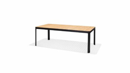 Matgrupp utomhus portals 209x105 cm + 8 karmstolar - teak/svart