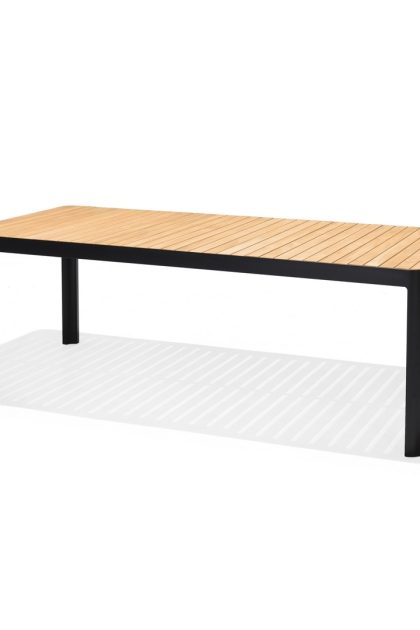 Matgrupp utomhus portals 209x105 cm + 8 karmstolar - teak/svart