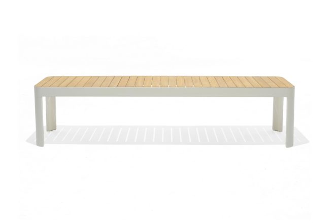 Utebänk portals 182 cm - vit/trä