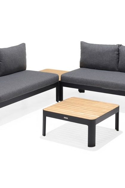 Loungegrupp utomhus portals 4-sits - teak/svart