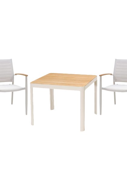 Matgrupp portals 95 cm + 4 karmstolar - vit/trä