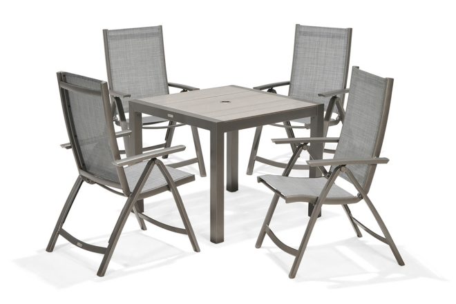 Matgrupp solana 88 cm + 4 positionsstolar - grå