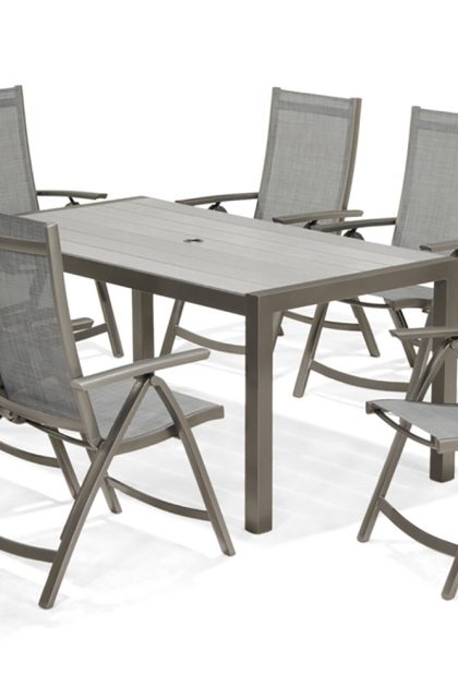 Matgrupp utomhus solana 160 cm + 4 positionsstolar - grå