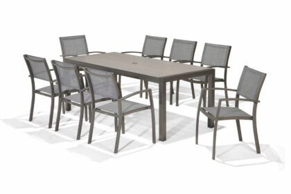 Matgrupp utomhus solana 201 cm + 6 stolar - grå