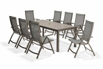 Matgrupp utomhus solana 201 cm + 8 positionsstolar - grå