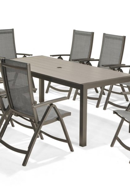 Matgrupp utomhus solana 201 cm + 8 positionsstolar - grå