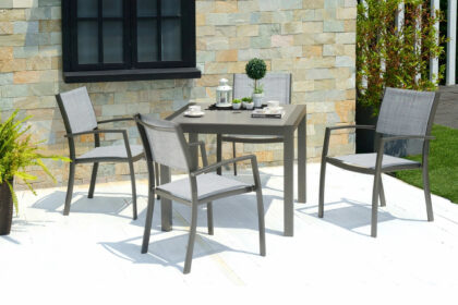 Matgrupp utomhus solana 88 cm + 4 stolar - grå