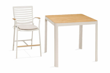 Bargrupp portals 95 cm + barstol - vit/teak