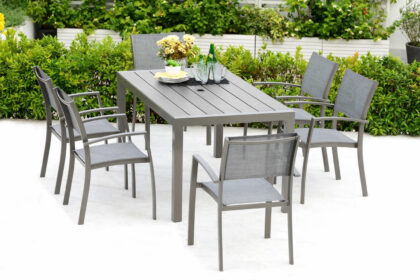 Matgrupp utomhus solana 160 cm + 4 stolar - grå