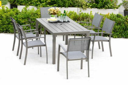 Matgrupp utomhus solana 160 cm + 6 stolar - grå