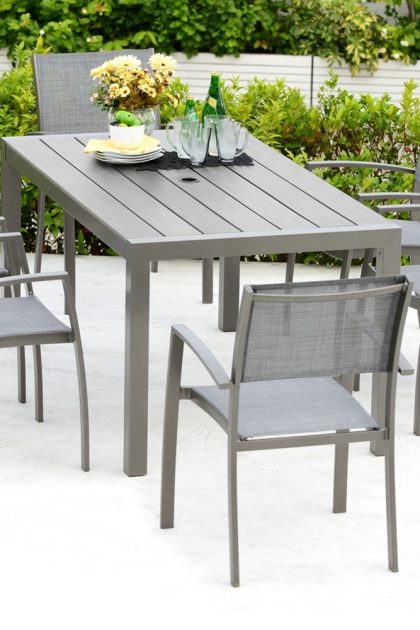 Matgrupp utomhus solana 160 cm + 6 stolar - grå