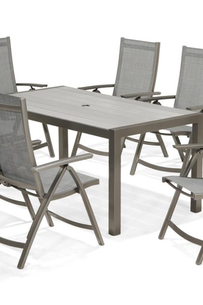 Matgrupp utomhus solana 160 cm + 6 positionsstolar - grå