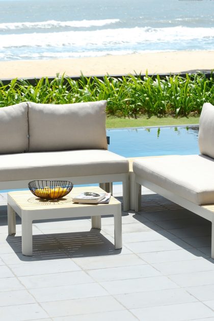 Loungegrupp portals 4-sits - vit/teak