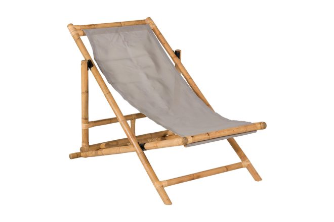Cane loungestol med dyna - trä/natur