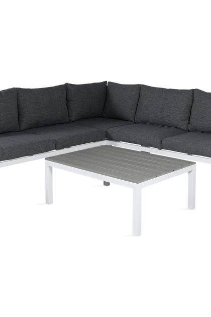 Odense loungegrupp utomhus med dynor - vit