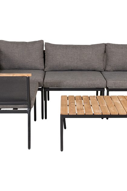 Nettan hörnloungegrupp utomhus med dynor - svart