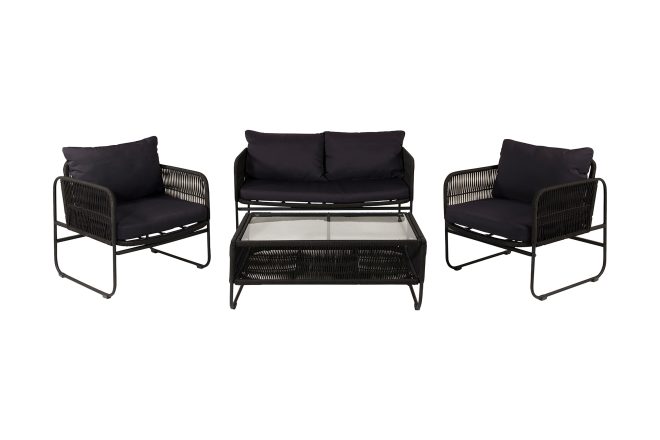 Utah loungegrupp 4-sits - svart