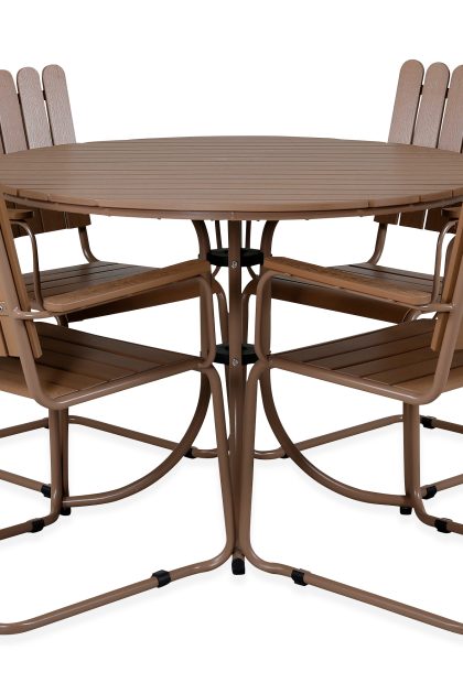 Matgrupp utomhus holmsund rund Ø103cm + 4 matstolar utomhus beige - venture home
