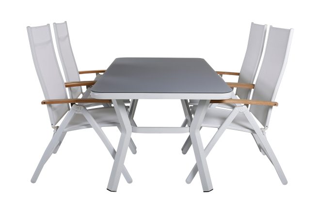 Virya matgrupp utomhus 160cm + 4 panama positionsstolar - svart