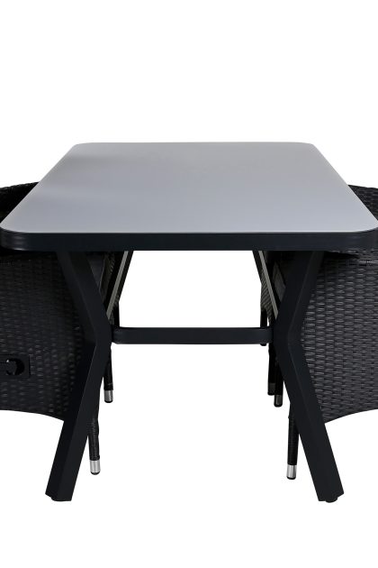 Virya matgrupp utomhus 160cm + 4 padova reclinerstolar - svart