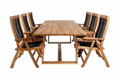 Plankton matgrupp utomhus 220cm + 6 peter positionsstolar - svart