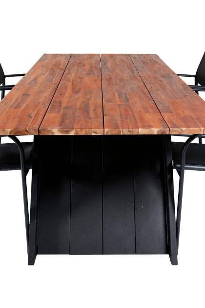 Matgrupp doory 250cm + 6 santorini karmstolar svart/brun - venture home