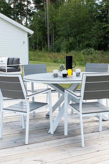 Copacabana matgrupp utomhus rund Ø140cm + 6 alina matstolar - svart