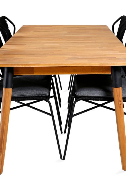Julian matgrupp utomhus 210cm + 6 matstolar - svart/brun