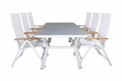 Virya matgrupp utomhus 200cm + 6 panama positionsstolar - svart