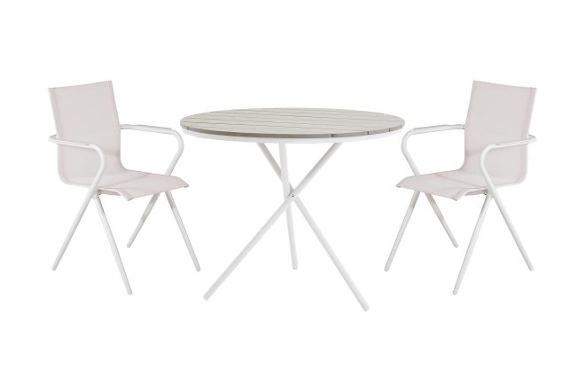 Parma matgrupp utomhus rund Ø90cm + 2 alina matstolar - svart