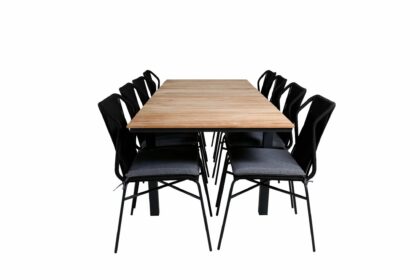 Mexico förlängningsbar matgrupp utomhus 160cm + 8 julian stolar - brun/svart