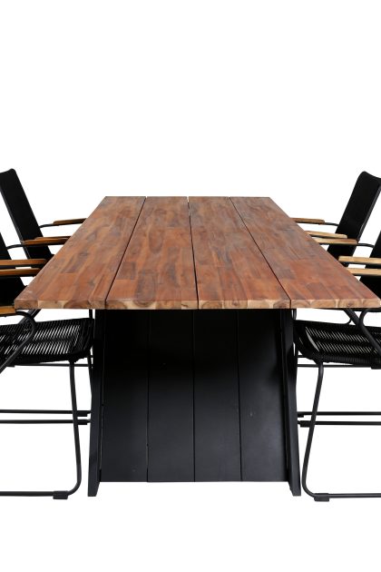 Doory matgrupp utomhus 250cm + 6 bois karmstolar - svart/brun