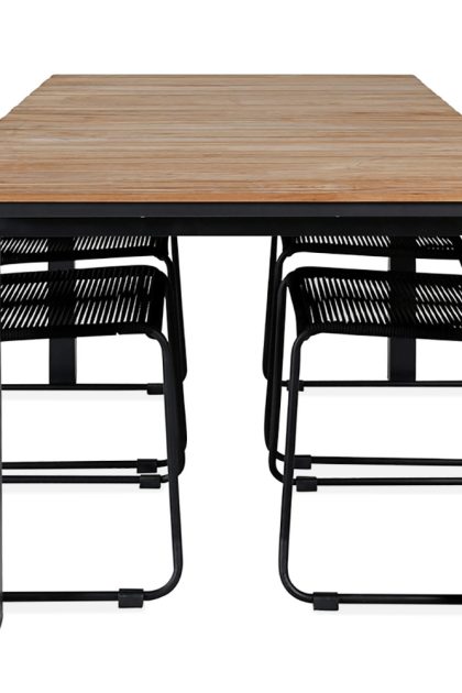 Mexico förlängningsbar matgrupp utomhus 160cm + 4 lindos matstolar - svart